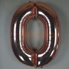 Шар (40''/102 см) Цифра, 0, Розовое Золото